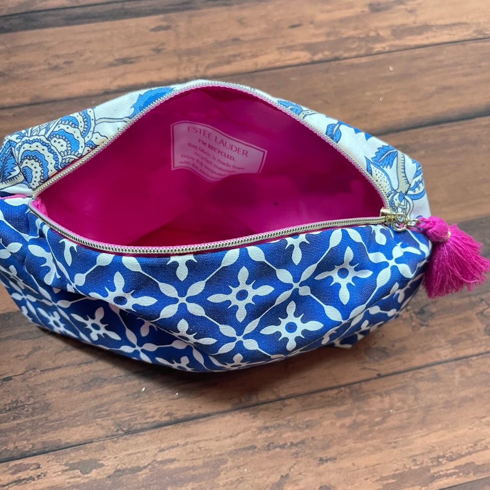 Estée Lauder Make up bag Navy Blue White‎ Pink Cosmetic Bag